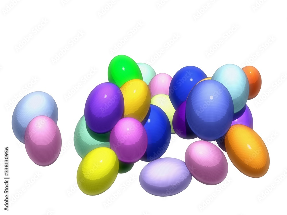 Colorful Easter Eggs on White