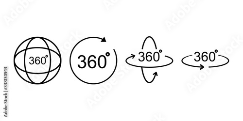 360 degrees line icon. Rotation symbol isolated in white background. Vector illustration EPS 10.