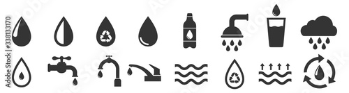water icon in flat style ,such as water drop, fresh drinks ,hygiene, recycle,  save vector Illustration