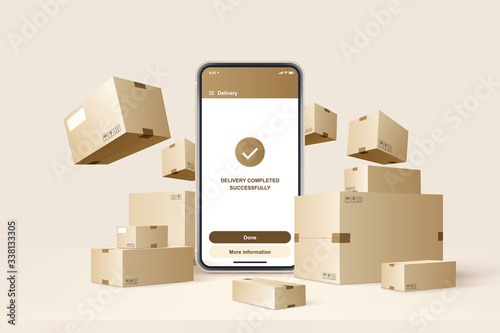 Parcel delivery. Concept for fast delivery service. Vector illustration