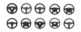 Car Steering wheels icon set, isolated on white background, vector Illustration 