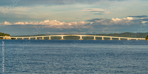 Byobu seto (Byobu no Seto) strait and Notojima Bridge from noto peninsula Byobu cape