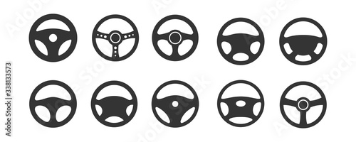 Car Steering wheels icon set, isolated on white background, vector Illustration  photo