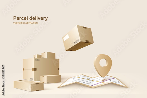Parcel delivery. Concept for fast delivery service. Vector illustration