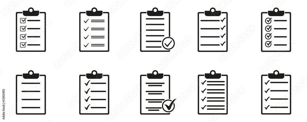 Clipboard with checklist icon set in flat style isolated on white background. task list vector illustration. Clipboard with checklist icon set in flat style isolated on white background. task list vector illustration.