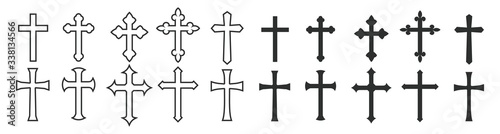 Christian cross icon set,  Vector illustration