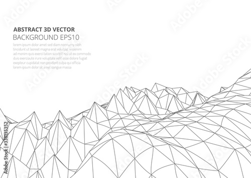 Abstract background in the style of low poly design. 3D landscape in virtual reality.