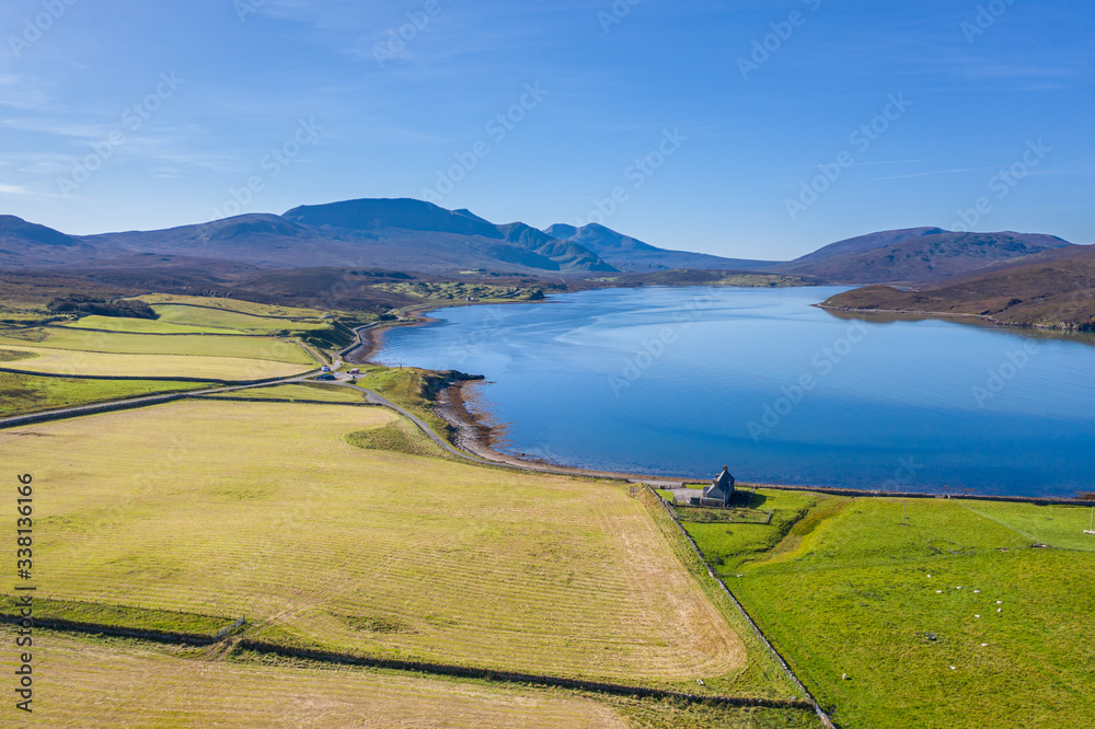Aerial View Over Kyle of Durness in Scotland
