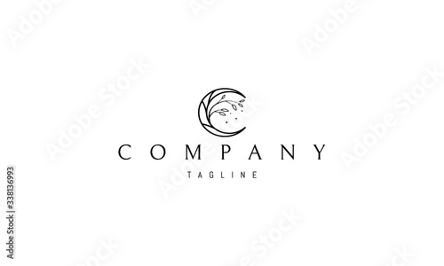 Vector logo on which an abstract image of an elegant moon with a twig.