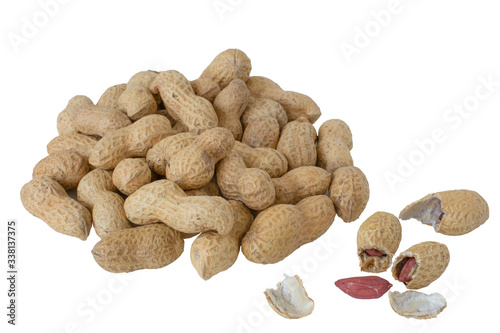 Ripe peanuts isolated on a white background