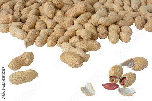 Ripe peanuts isolated on a white background