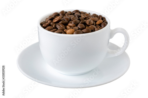 Coffee mug with coffee on a white background