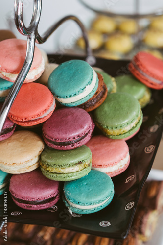 Stacked macaroon in multiple colors ready to be served