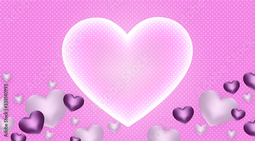 Happy Valentine's day background with heart and present composition for a trendy banner, poster or greeting card