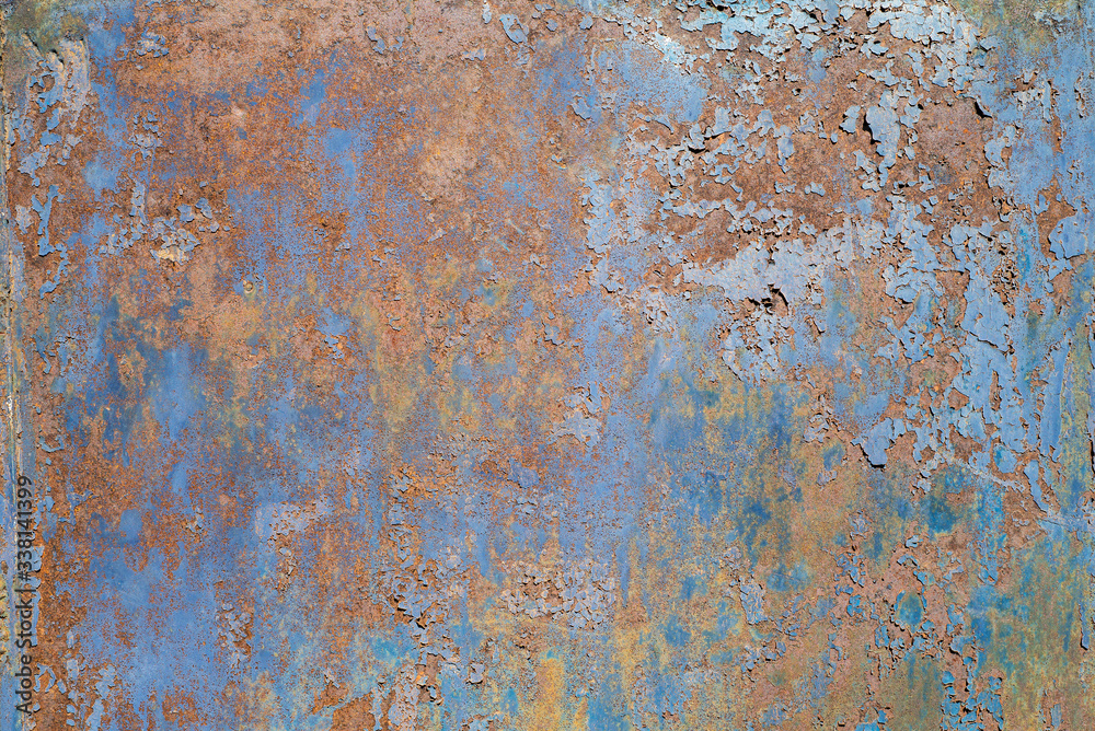 Painted metal with cracks in the paint, roughness, rust. Iron sheet covered with old paint, which has cracked from time and weather conditions. Metal background, texture, backdrop. Painted metal with cracks in the paint, roughness, rust. Iron sheet covered with old paint, which has cracked from time and weather conditions. Metal background, texture, backdrop.