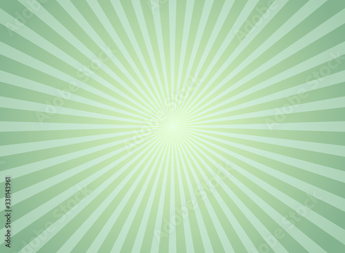 Sunlight wide background. Green color burst background. Vector illustration.