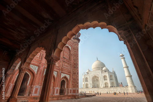 View of the famous Taj Mahal in India