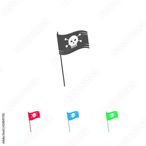 Pirate flag icon flat.