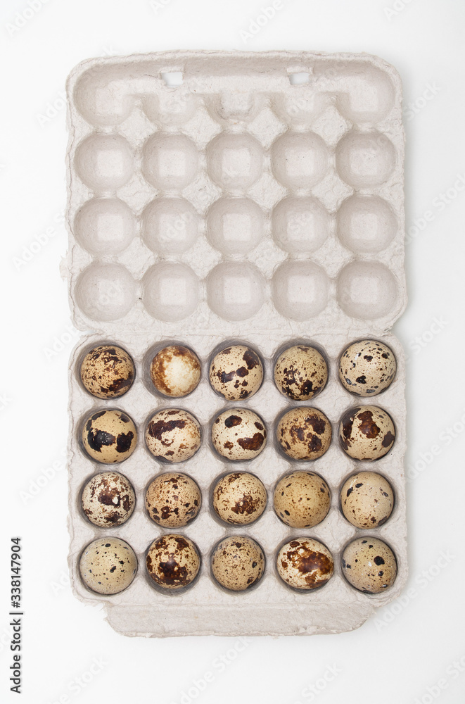 Quail eggs isolated on white background. Easter eggs concept