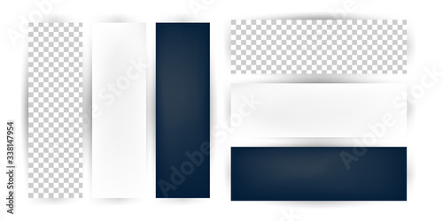 Empty horizontal banner set with shadow template