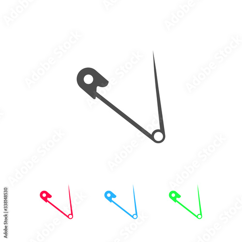 Safety pin icon flat.
