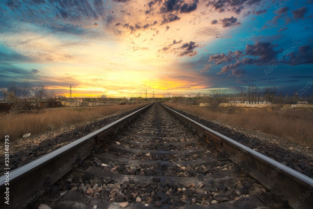 railway in the sunset