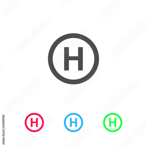 Helicopter landing icon flat