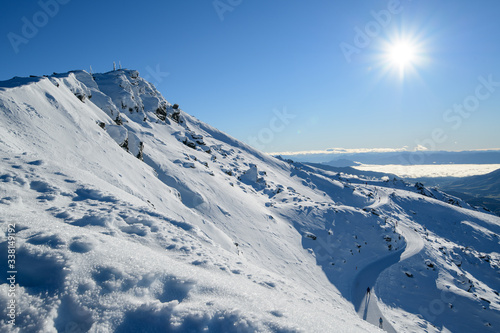 Snow peak in south island, New Zealand. Photograph in winter 2019. © tonklafoto