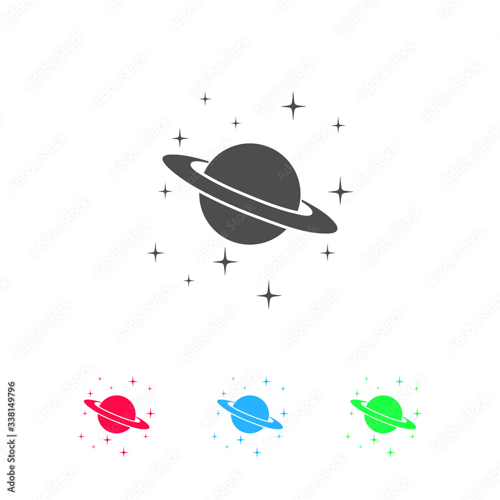 Obraz premium Planet Saturn icon flat