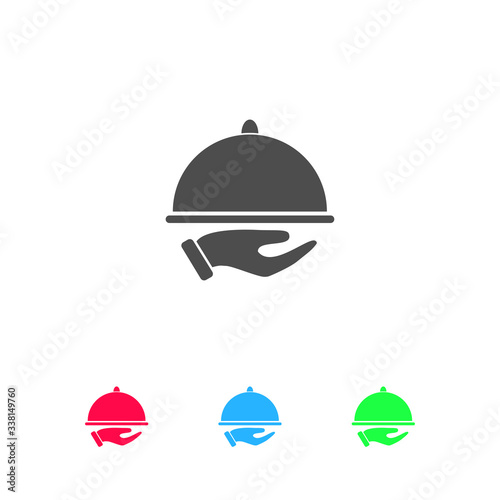 Restaurant cloche in hand the waiter icon flat