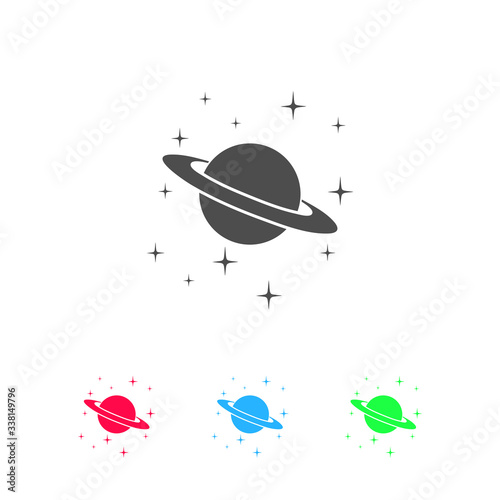 Planet Saturn icon flat