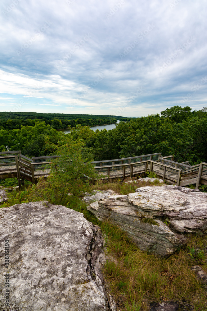 Viewing platform overlooking Castle Rock state park, Illinois, USA. Viewing platform overlooking Castle Rock state park, Illinois, USA.