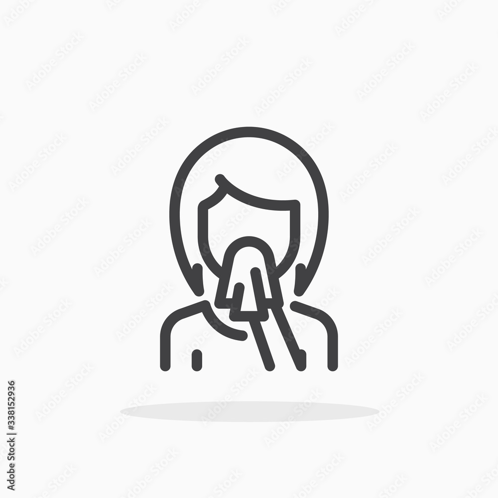 Runny nose icon in line style. Editable stroke. Runny nose icon in line style. Editable stroke.