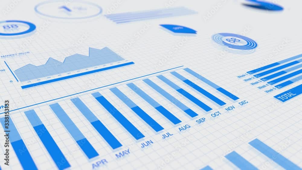 3D animation of rising blue bar graph on white background. ultra HD 4K great for presentations 