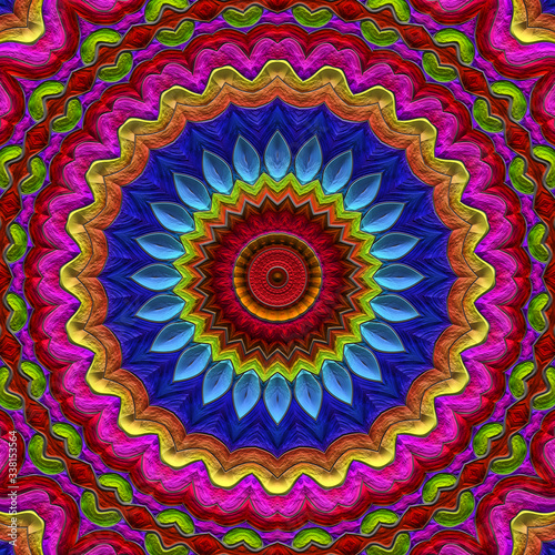 3d effect - abstract colorful polygonal mandala pattern