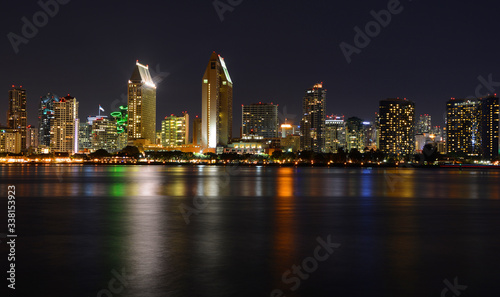 At night Downtown San Diego the eighth largest city in the United States, downtown San Diego serves as the cultural, financial center and central business. photo