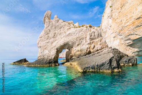 Beautiful rock formation near the White Beach in Porto Vromi - Zakynthos, Ionian Islands - Greece