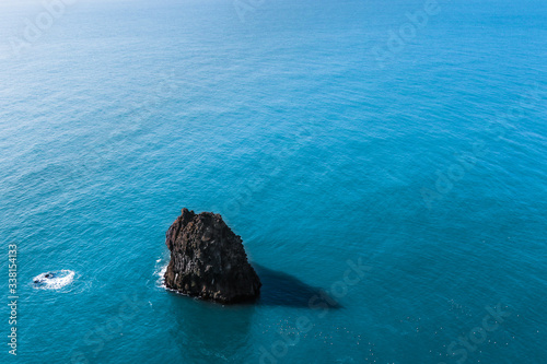 Aerial view of Lone Rock in Lake Powell, Utah