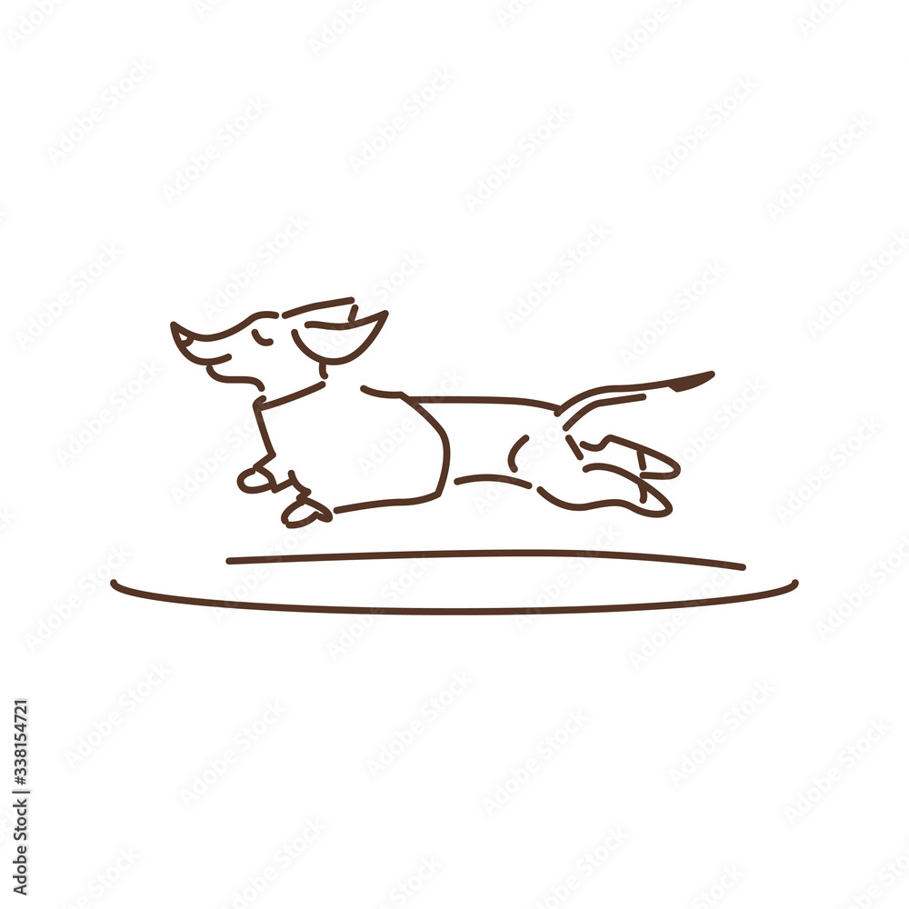 Running dog black line icon. Pet. Dachshund breed. Pictogram for web page, mobile app, promo. UI UX GUI design element. Editable stroke Running dog black line icon. Pet. Dachshund breed. Pictogram for web page, mobile app, promo. UI UX GUI design element. Editable stroke