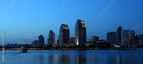 At night Downtown San Diego the eighth largest city in the United States, downtown San Diego serves as the cultural, financial center and central business. photo