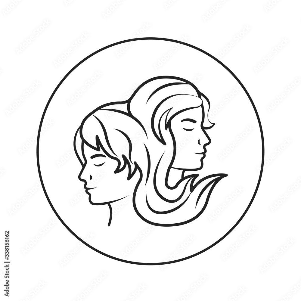 Gemini black line icon. Zodiac sign. Astrology and horoscope. Predictions and human character. Element air. Ruler Mercury. UI UX GUI design element. Editable stroke Gemini black line icon. Zodiac sign. Astrology and horoscope. Predictions and human character. Element air. Ruler Mercury. UI UX GUI design element. Editable stroke