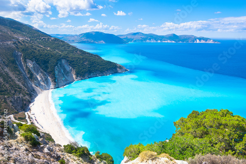 Beautiful landscape of Myrtos beach - Kefalonia, Ionian Islands - Greece photo