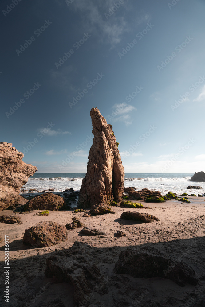 View of rock formations on beach