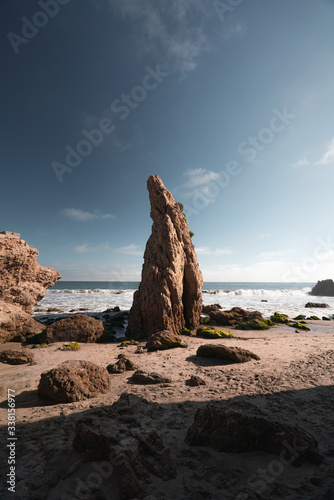 View of rock formations on beach