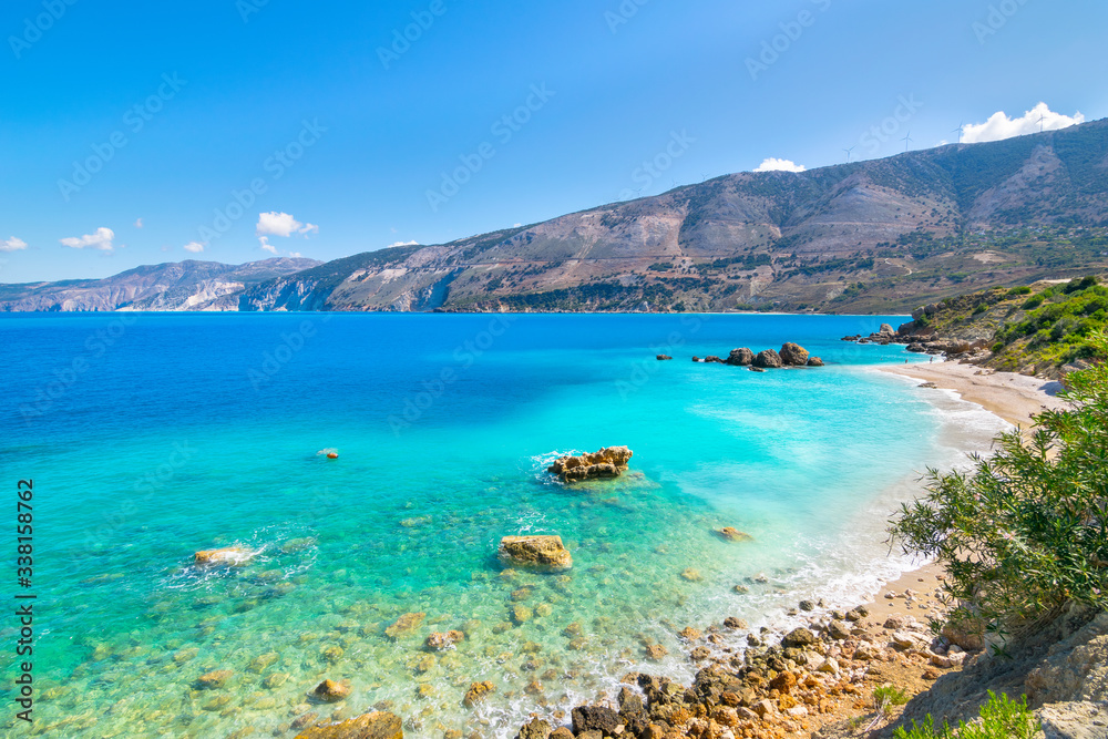 Beautiful view of Vouti Beach - Kefalonia, Ionian Islands - Greece