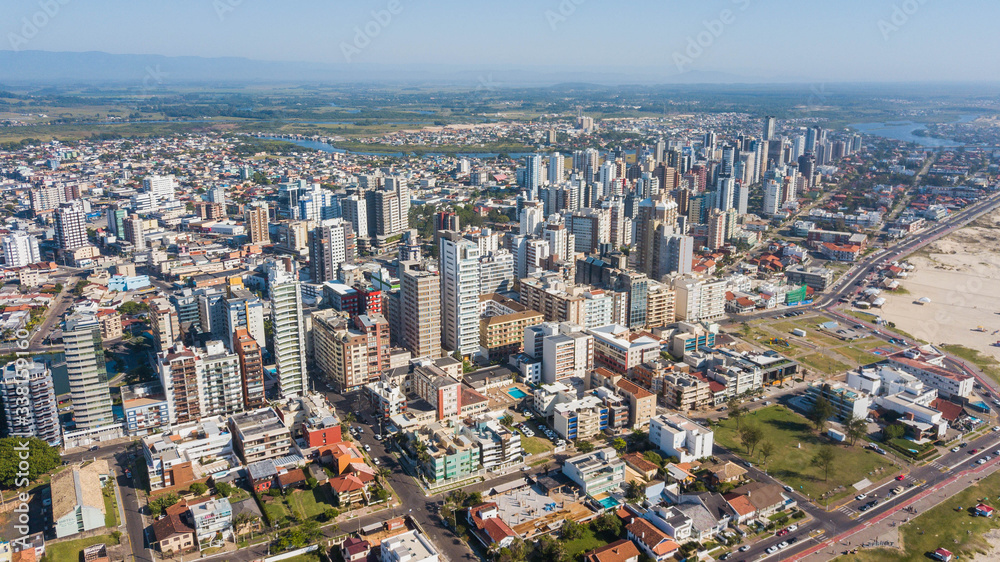 Torres - RS. Aerial view of Torres city center. Rio Grande do Sul - Brazil