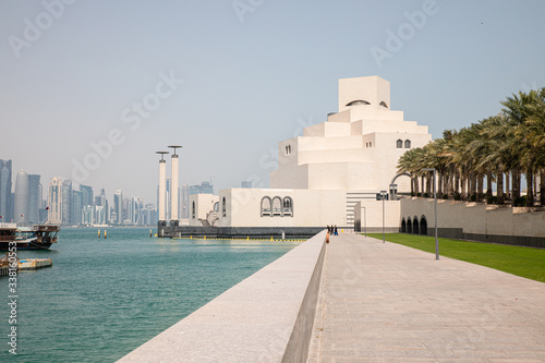 View on white Museum of Islamic Art in Doha City in Qatar