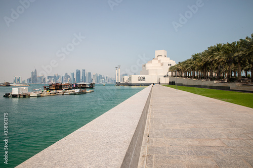 View on white Museum of Islamic Art in Doha City in Qatar