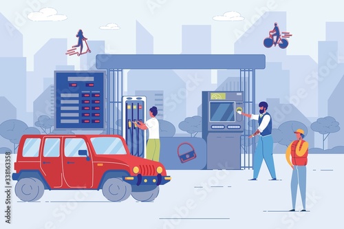 People Refuel Car Buy Petrol at Petrol Station