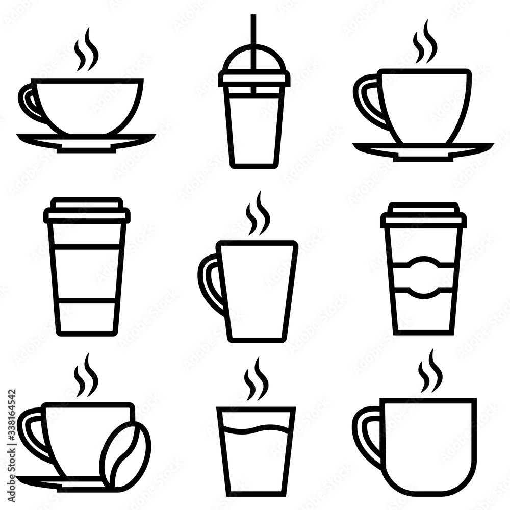 Coffee set line icon, logo isolated on white background